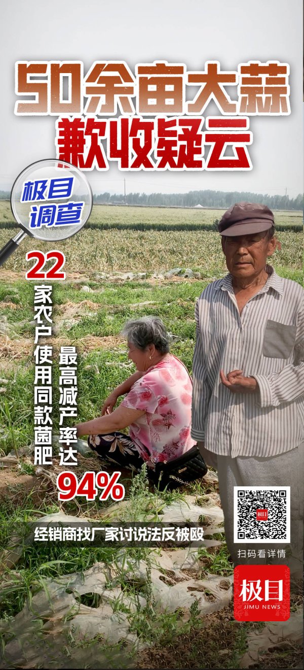 极目调查丨50余亩大蒜歉收疑云：22家农户使用同款菌肥，最高减产率达94%，经销商找厂家讨说法反被殴